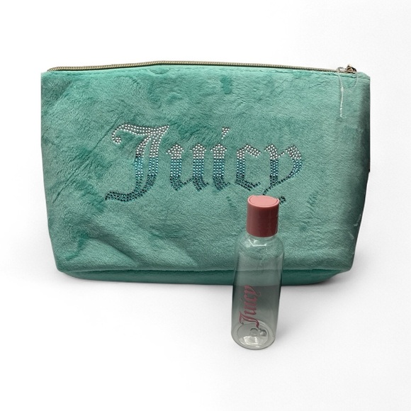 NWT Juicy Couture Teal Cosmetic Bag with Travel Toiletry Bottle NWT - Picture 8 of 14